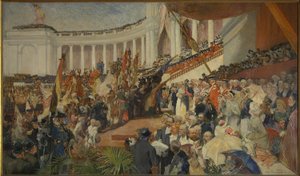 The patriotic celebration of the fiftieth anniversary of the Belgian independence by Camille Van Camp