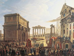Pope Pius IX (1846-1878) giving sermon in Campo Vaccino