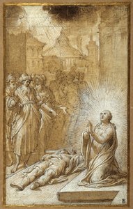 Female Saint Praying by the Body of a Dead Man by Camillo Procaccini