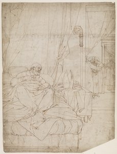 Bedridden Pope Listening to Conversing Men in an Adjacent Room by Camillo Procaccini