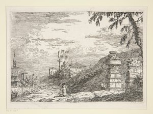 Landscape with Tower and Two Ruined Pillars, from the series Views