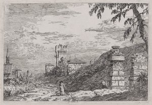 Landscape with Tower and Two Ruined Pillars, from the series Views