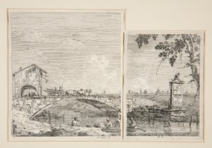 The Wagon Passing over a Bridge and The Little Monument, from the series Views by Canaletto (Giovanni Antonio Canal)