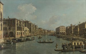 The Canal Grande with a View Southeast toward the Rialto Bridge by Canaletto