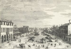 View of Mestre, an Inn at Left and Other Various Buildings Lining the Canal, 1735-46