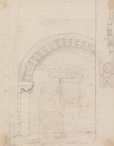 Sketch of Figures Standing beneath a Stone Arch
