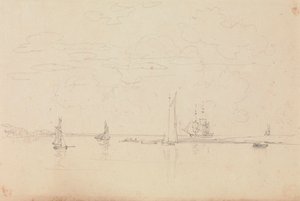Sketch of Sailing Boats in a Harbor