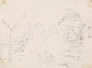 Sketch of Stone Cottages in a Village by Capt. Thomas Hastings