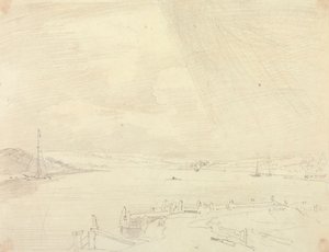 Sketch of a Seaside Landscape with Pier in Foreground, Isle of Wight