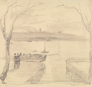 Sketched View from East Cowes, West Cowes in the Distance