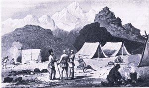 Camp in the Himalayas, from British Adventure published by Collins by Captain E. P. Campbell