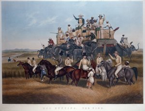 Hog Hunting: The Find, Engraved and Published by Messrs Fores, c.1840 by Captain John (after) Platt