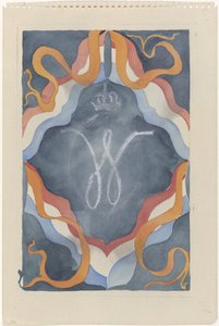 Decorative Design with Crowned W and National Colors by Carel Adolph Lion Cachet
