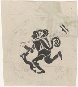 Decorative Design with Hare Hunter by Carel Adolph Lion Cachet