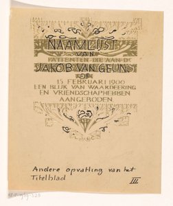 Tribute to Jacob van Geuns by Carel Adolph Lion Cachet