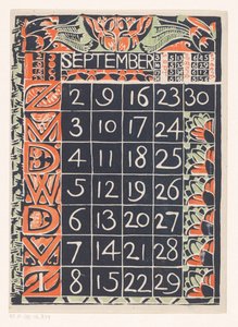 Calendar Page September 1900 by Carel Adolph Lion Cachet