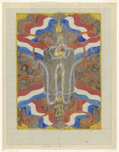Design with Flags, Banners and a Crowned W and B by Carel Adolph Lion Cachet