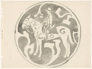 Design for a Plate with a Canadian Mountie by Carel Adolph Lion Cachet
