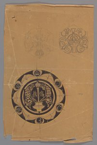 Design for a Plate with Crown and Monogram by Carel Adolph Lion Cachet