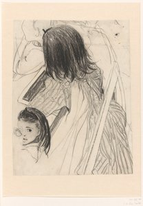 Sketch Sheet with Sitting Schoolgirl by Carel Adolph Lion Cachet