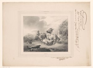 Farmer with His Animals Fleeing from a Hurricane by Carel Christiaan Antony Last