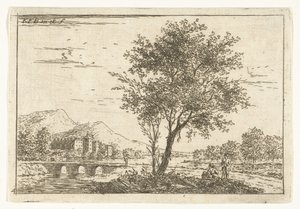 Hilly Landscape with Castle by a River, Landscapes (series title) by Carel Frederik Bendorp (I)