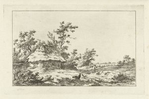 Man with Rake by a Barn by Carel Lodewijk Hansen