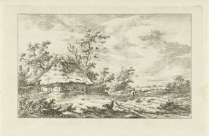 Man with Rake by a Barn (Landscapes A-F) by Carel Lodewijk Hansen