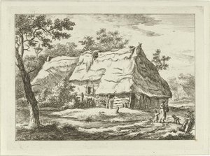 Woman with Child by a Farm (Landscapes 1-6) by Carel Lodewijk Hansen