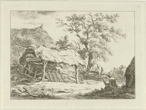Seated Figure by a Barn by Carel Lodewijk Hansen