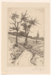 Dune Landscape with Church Tower of Katwijk by Carel Nicolaas Storm van 