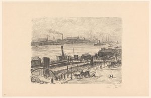 View of the St. Pauli Landungsbrücken in Hamburg by Carel Nicolaas Storm van 
