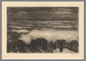 Sea with High Waves by Carel Nicolaas Storm van 