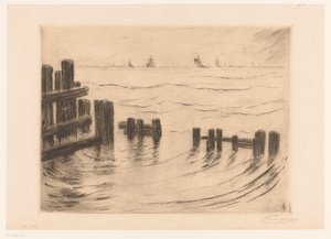 Seascape with Breakwaters at Vlissingen by Carel Nicolaas Storm van 
