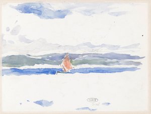 View of the Sea with Boat (?) by Carel Nicolaas Storm van 