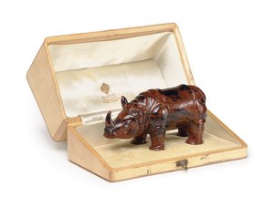 A Carved Jasper Model of a Rhinoceros, c. 1900 by Carl Fabergé