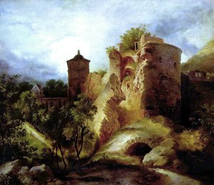 The blown tower of Heidelberg Castle by Carl Blechen