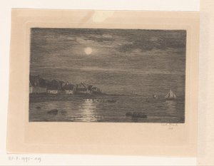 Village by the Water, by Moonlight by Carl Bloch