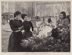 Violets - a Scene on the Paris Boulevards, painting in the Champs de Mars salon, Paris by Carl Ernest von Stetten