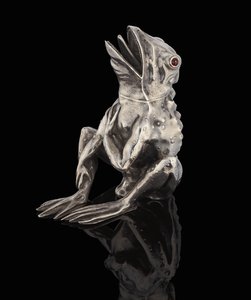 A Faberge Gem-Set Silver Pot in the Form of a Frog by Carl Fabergé