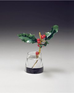 Holly spray in a tapering vase, c.1890