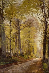 A Woodland Path with Herders and Cattle by Carl Frederick Aagaard