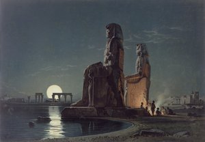 The Colossi of Memnon, Thebes, one of 24 illustrations produced by G.W. Seitz, printed c.1872 by Carl Friedrich Heinrich Werner