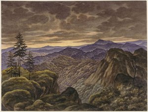 Mountain Landscape at Sunset by Carl Friedrich Lessing