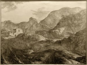 Mountain Landscape, House with Wanderer on the Left