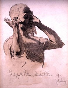 Figure Praying, a study for the picture, Allaha Akbar, 1873 by Carl Haag