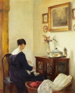 A Mother and a Child in an Interior by Carl Holsoe