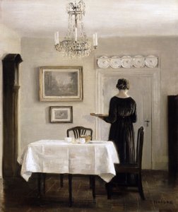 Interior with Lady Carrying Tray by Carl Holsoe