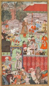 A Feast for Babur Hosted by His Half-Brother Jahangir Mirza in Ghazni in May 1505, from a Babur-nama (Memoirs of Babur)