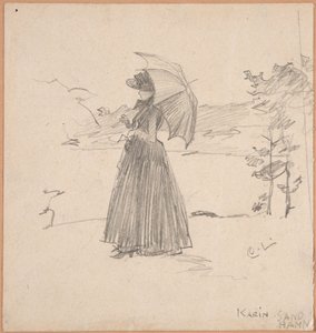 Woman with Parasol by Carl Larsson